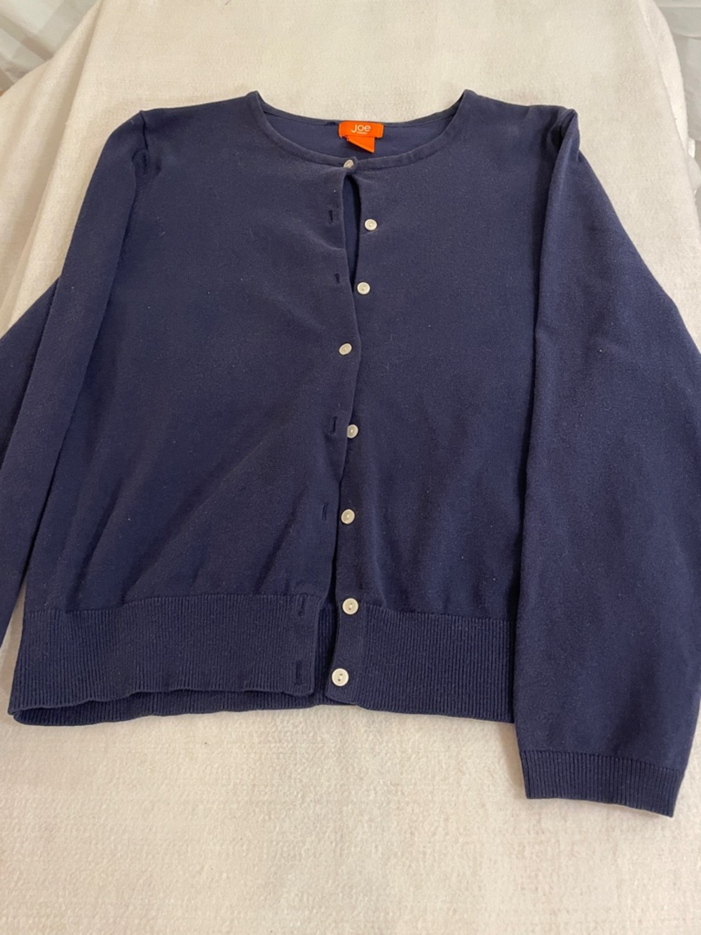 Joe Fresh Navy Button-Front Crewneck Cardigan